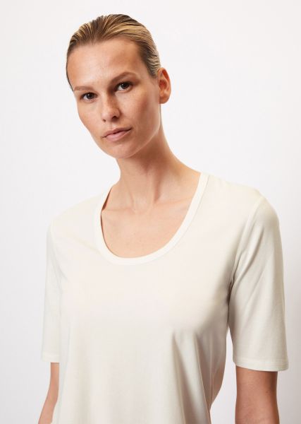 T-Shirt Basic T-Shirt Slim In Jersey Di Cotone Biologico E Modal Elasticizzato Creamy White Donna Acquistare