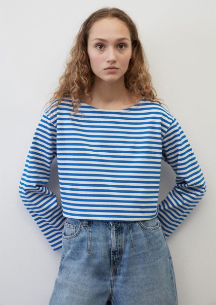 T-Shirt Performance Donna Multi/ Vibrant Blue T-Shirt A Righe In Jersey Pesante Loose In Cotone Biologico