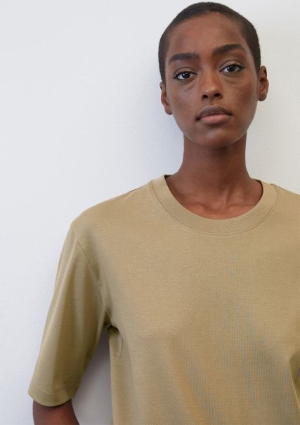 Donna Sicurezza T-Shirt A Girocollo Con Maniche A 3/4 In Morbido Jersey Di Cotone Biologico T-Shirt Dusty Earth