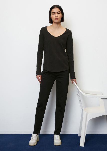 T-Shirt Donna Long Sleeve Top Aus Premium Organic Cotton Black Quantità