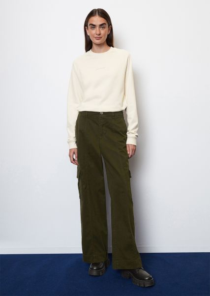 Decorativo Pantaloni Slate Green Donna Pantaloni Cargo Larghi In Twill Di Qualità